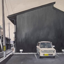 Carspace #2, Takayama - 2015, oil on rice paper covered book, 26 x 26cm 