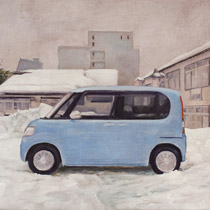 Carspace, Yudanaka - 2015, oil on rice paper covered book, 20 x 20cm