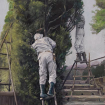 Ryoanji gardens, Kyoto - 2015, oil on book cover, 34 x 27.5cm